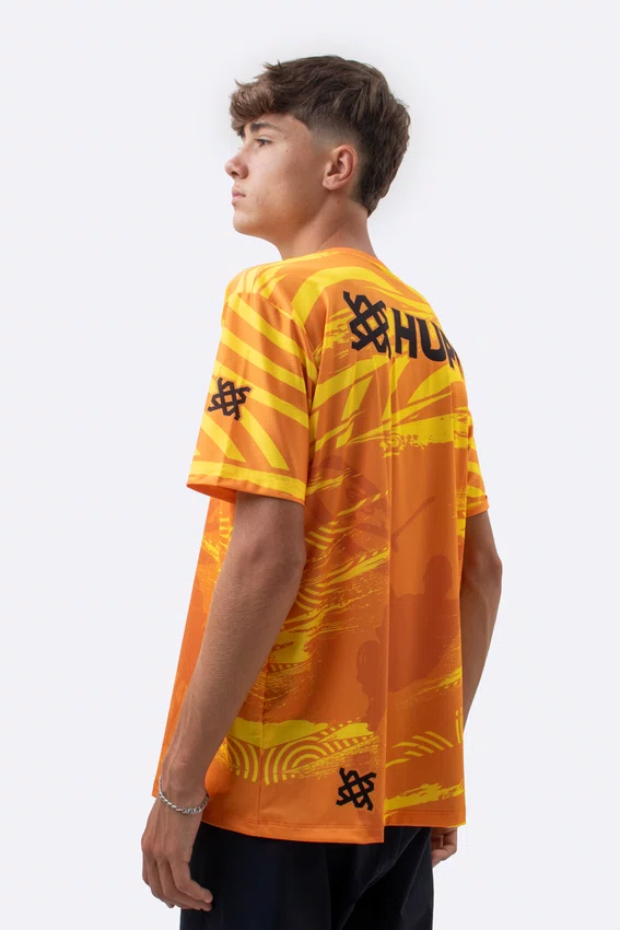 Camiseta Masculina HUPI Bike Naja V10 Laranja e Amarelo