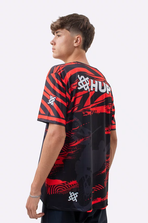 Camiseta Masculina HUPI Bike Naja V10 Preto e Vermelho