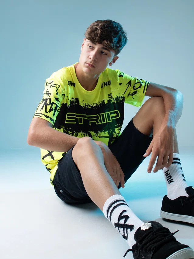 Camiseta Masculina HUPI Bike STRIP Amarelo e Preto