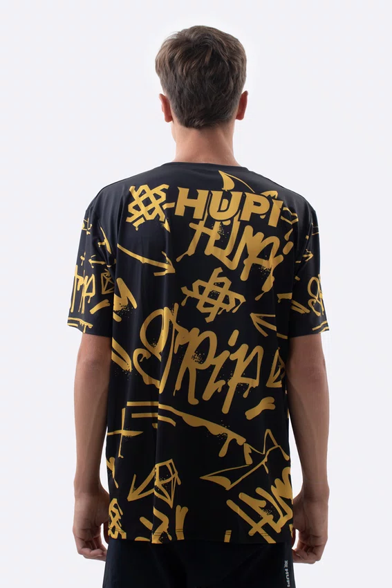Camiseta Masculina HUPI Bike STRIP Preto e Amarelo