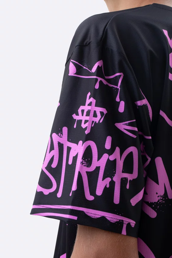 Camiseta Masculina HUPI Bike STRIP Preto e Pink