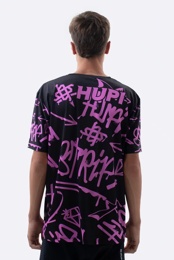 Camiseta Masculina HUPI Bike STRIP Preto e Pink