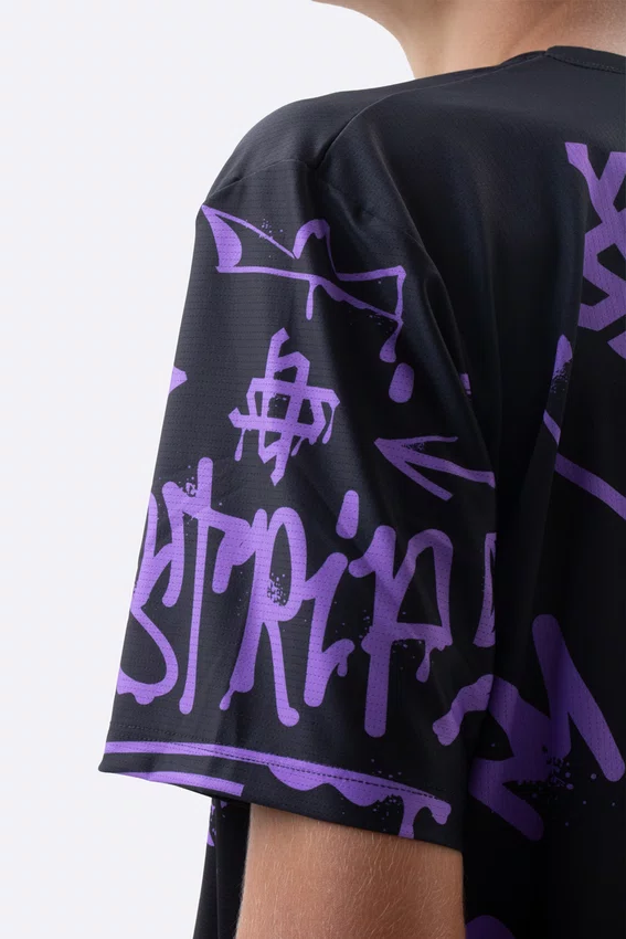 Camiseta Masculina HUPI Bike STRIP Preto e Roxo