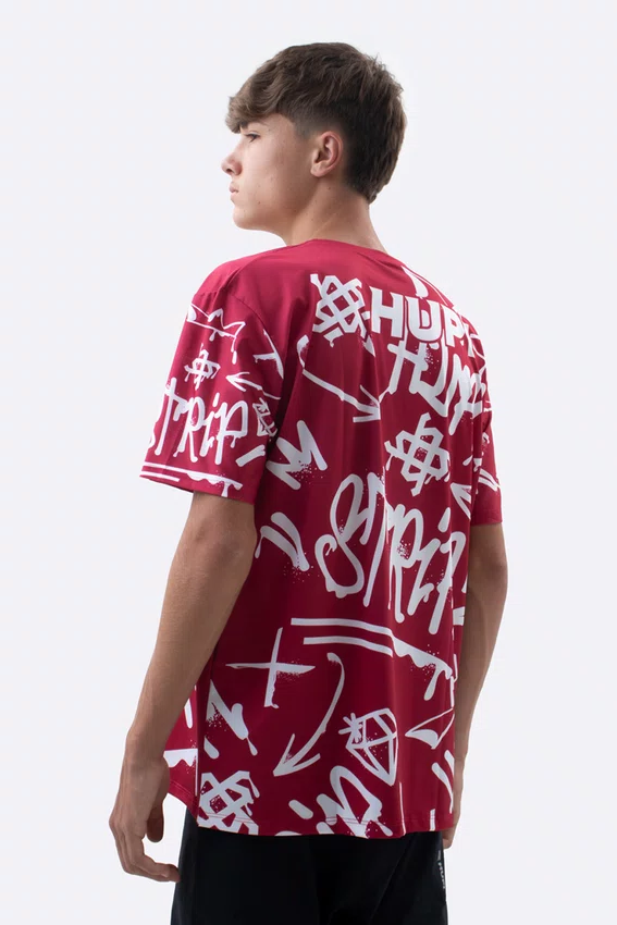 Camiseta Masculina HUPI Bike STRIP Vermelho e Branco