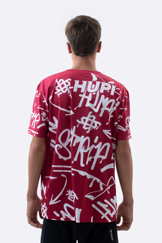 Camiseta Masculina HUPI Bike STRIP Vermelho e Branco