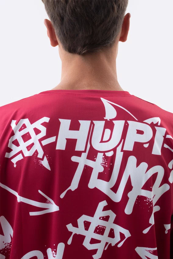 Camiseta Masculina HUPI Bike STRIP Vermelho e Branco