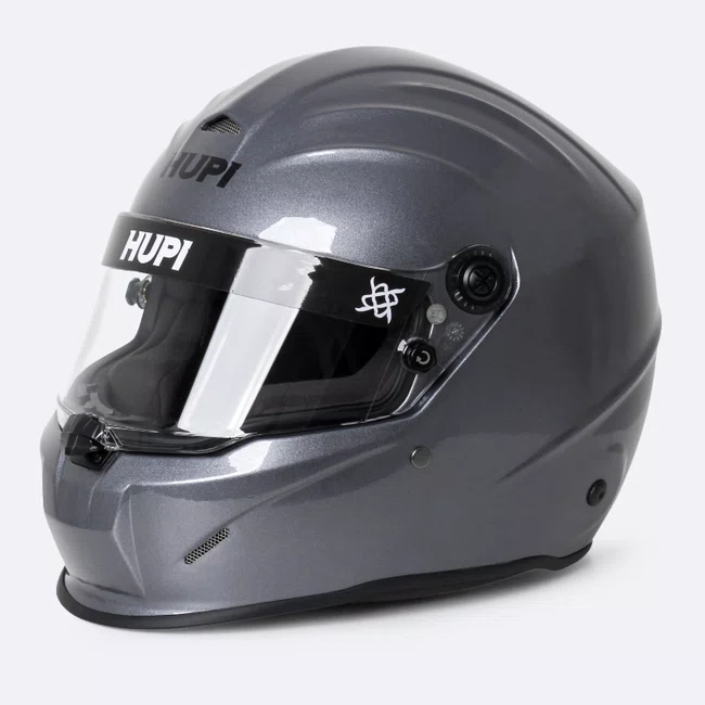 Capacete HUPI Automobilismo Evo Cinza Grafite Selo FIA