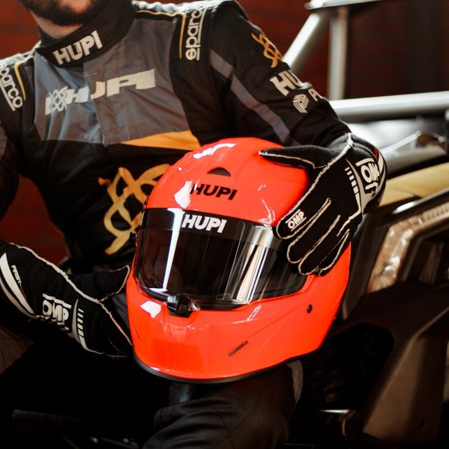 Capacete HUPI Automobilismo Evo Composite Laranja Selo FIA