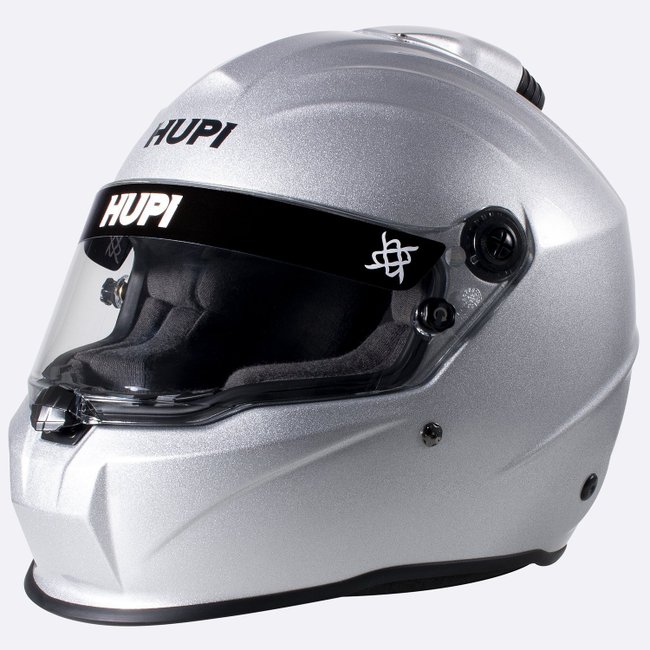Capacete HUPI Automobilismo Evo Composite Top Air Prata Selo FIA