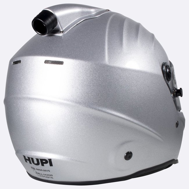 Capacete HUPI Automobilismo Evo Composite Top Air Prata Selo FIA