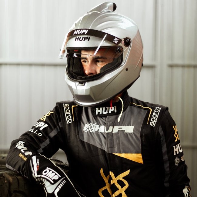 Capacete HUPI Automobilismo Evo Composite Top Air Prata Selo FIA