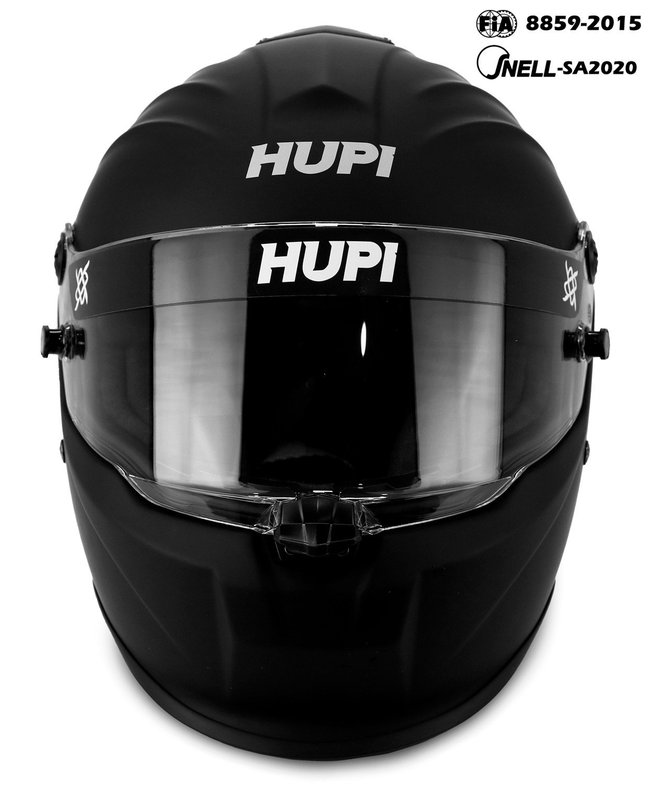 Capacete HUPI Automobilismo Evo Composite Top Air Preto Fosco Selo FIA