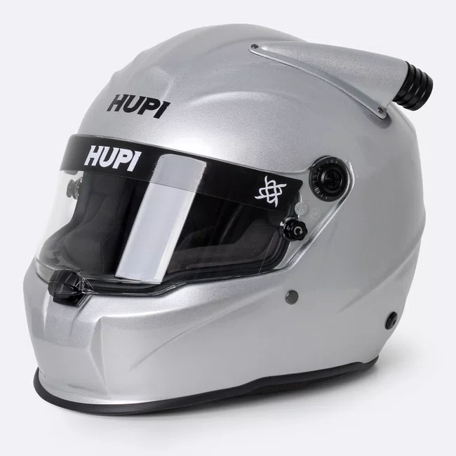 Capacete HUPI Automobilismo Evo Mid Air Prata Selo FIA