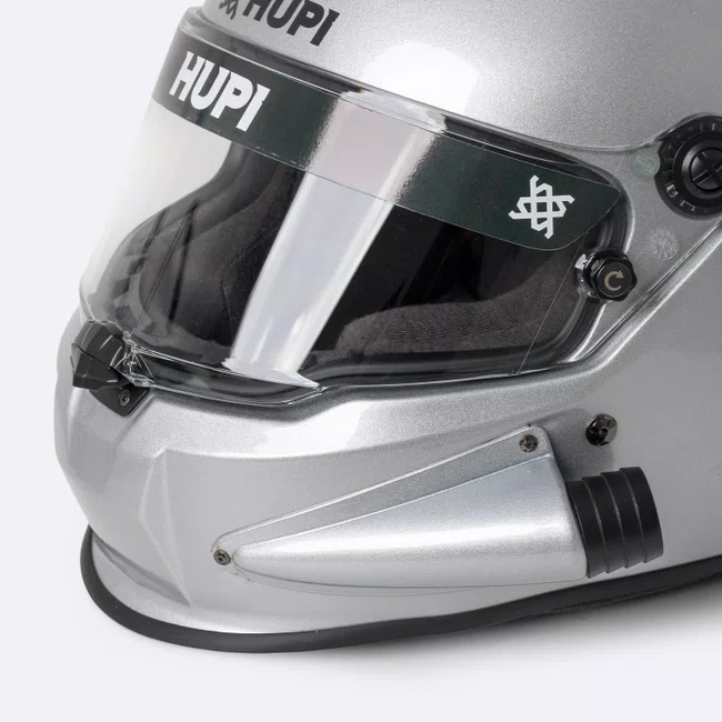 Capacete HUPI Automobilismo EVO Side Air Prata Selo FIA