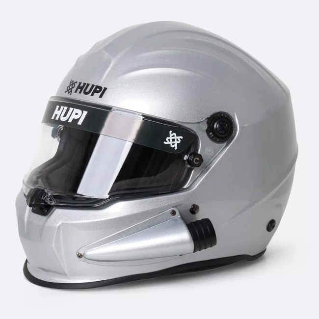 Capacete HUPI Automobilismo EVO Side Air Prata Selo FIA