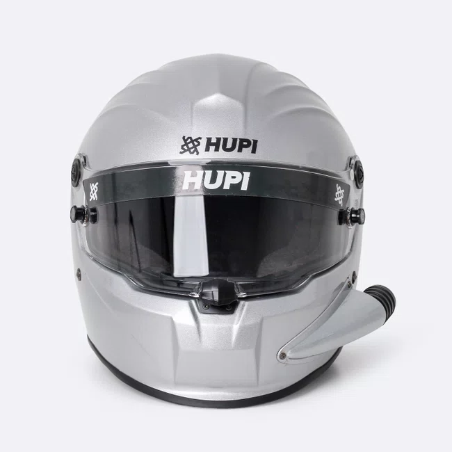 Capacete HUPI Automobilismo EVO Side Air Prata Selo FIA