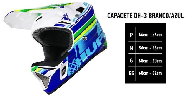 Capacete Hupi Dh-3 Branco e Azul