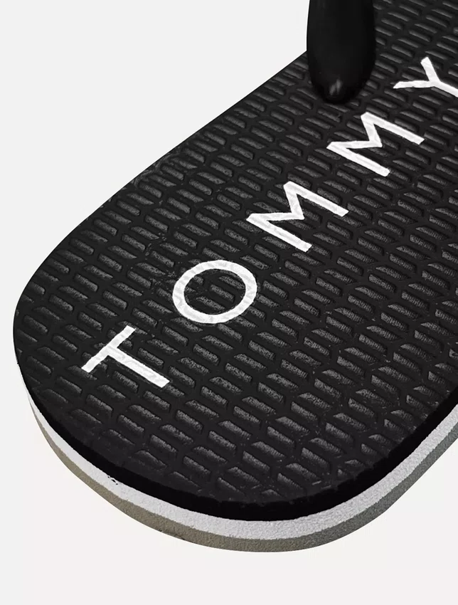 Chinelo Tommy Hilfiger Rubber Masculino Preto e Cinza