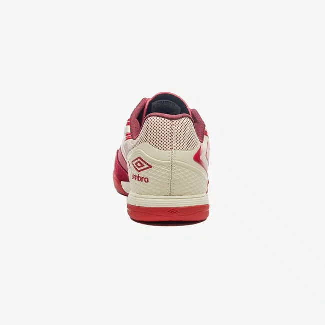 Chuteira Futsal Umbro Pro 5 Bump Club Vermelho e Bege