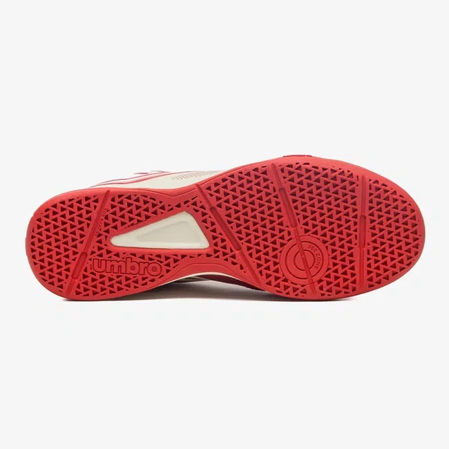 Chuteira Futsal Umbro Pro 5 Bump Club Vermelho e Bege