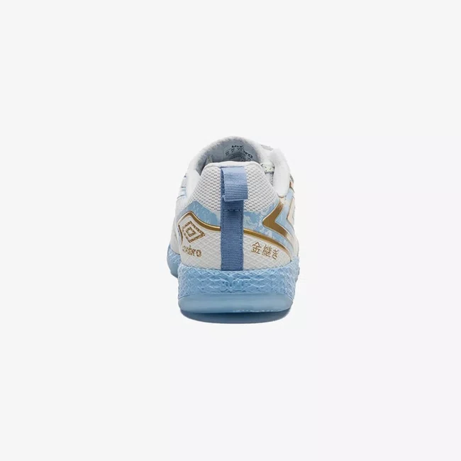 Chuteira Futsal Umbro Pro 5 Bump Kintsugi Branco e Azul