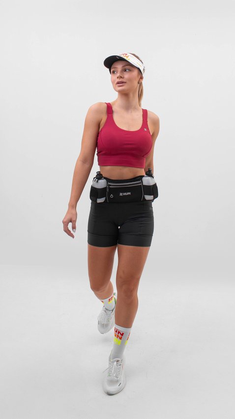 Cinto De Hidratação HUPI Running com 2 Garrafas e Pochete Preto