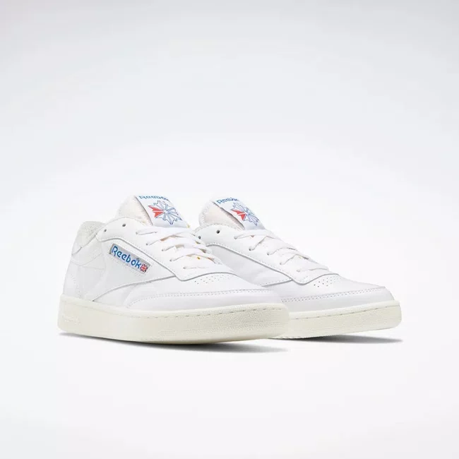 Tênis Reebok Club C 85 Masculino Branco e azul
