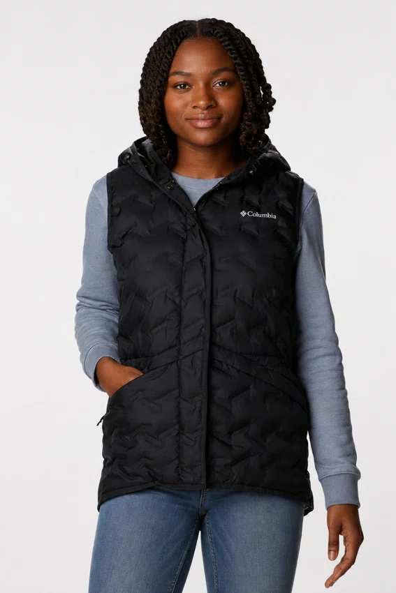 Colete Columbia Down Delta Ridge com Capuz Feminina Preta 