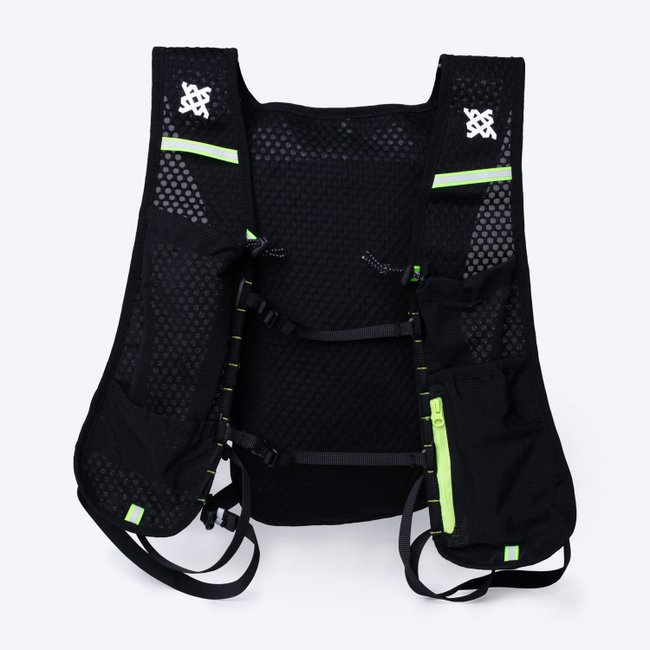 Colete de Hidratação HUPI Running Preto/Amarelo com 2 Garrafas 350ML Verde