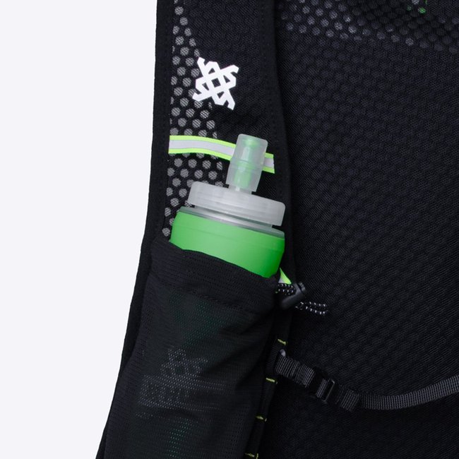 Colete de Hidratação HUPI Running Preto/Amarelo com 2 Garrafas 350ML Verde