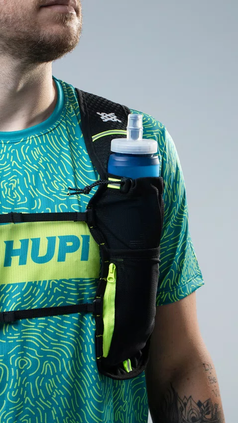 Colete de Hidratação HUPI Running Preto e Amarelo sem Refil