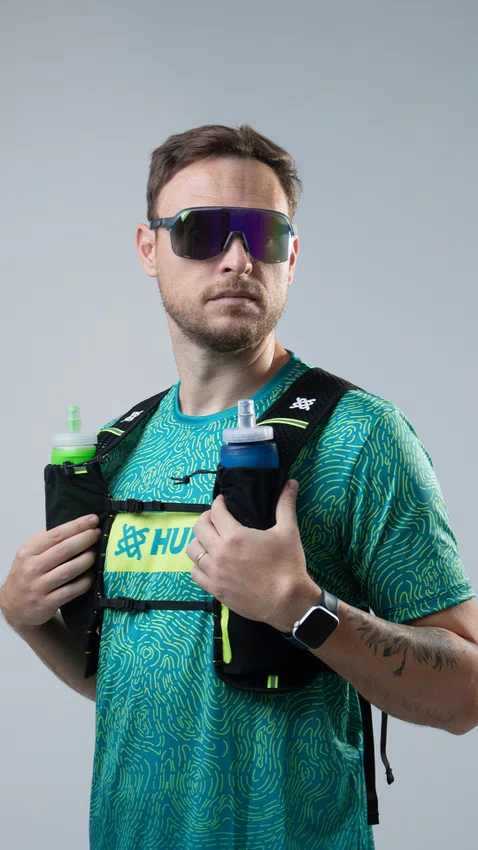 Colete de Hidratação HUPI Running Preto e Amarelo sem Refil