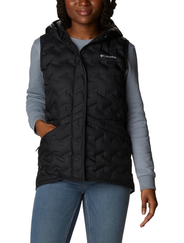 Colete Columbia Down Delta Ridge com Capuz Feminina Preta 