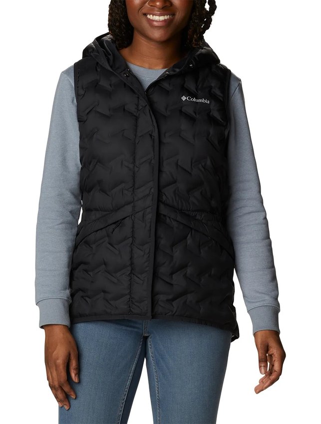 Colete Columbia Down Delta Ridge com Capuz Feminina Preta 