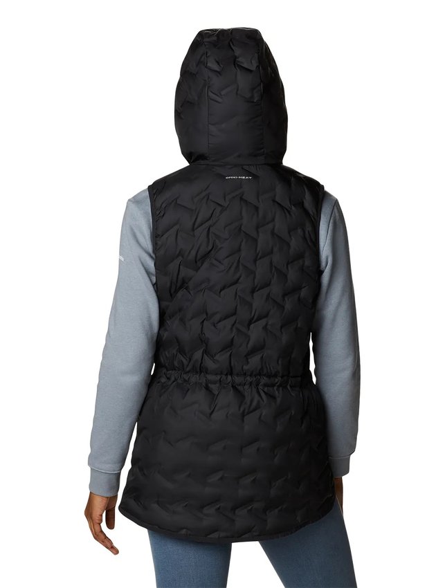 Colete Columbia Down Delta Ridge com Capuz Feminina Preta 