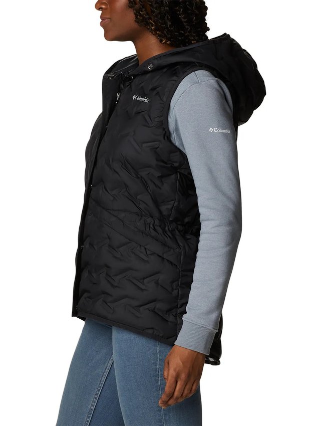 Colete Columbia Down Delta Ridge com Capuz Feminina Preta 