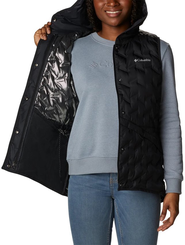 Colete Columbia Down Delta Ridge com Capuz Feminina Preta 