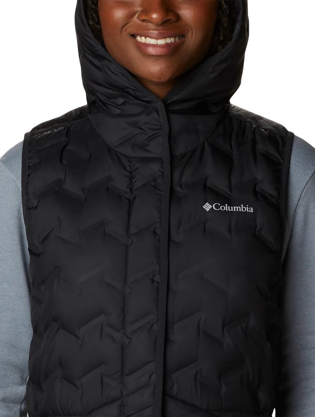 Colete Columbia Down Delta Ridge com Capuz Feminina Preta 