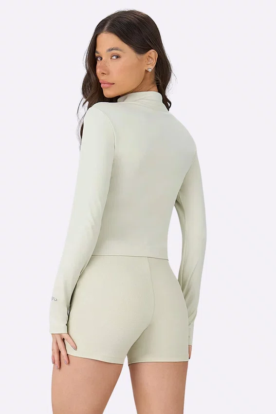 Jaqueta Alto Giro Ajustada Com Bolso Feminina Amarelo Creme