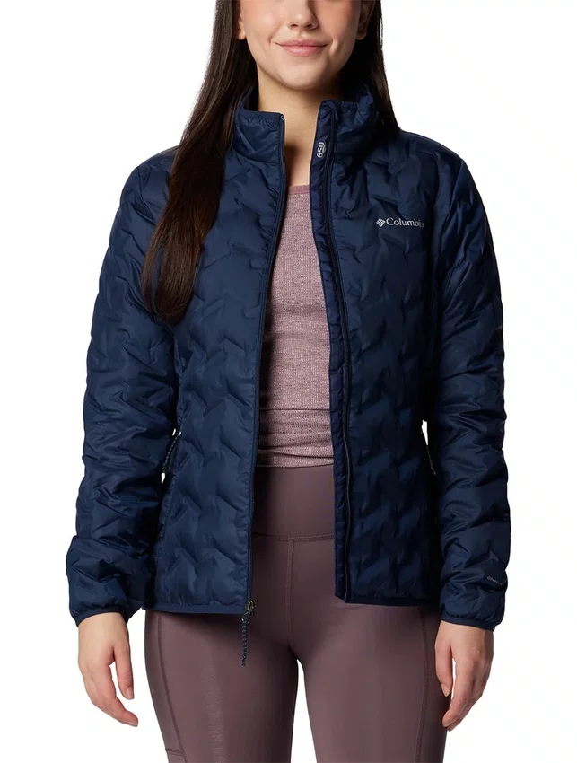 Jaqueta Down Columbia Feminina Delta Ridge II com Capuz Azul Marinho