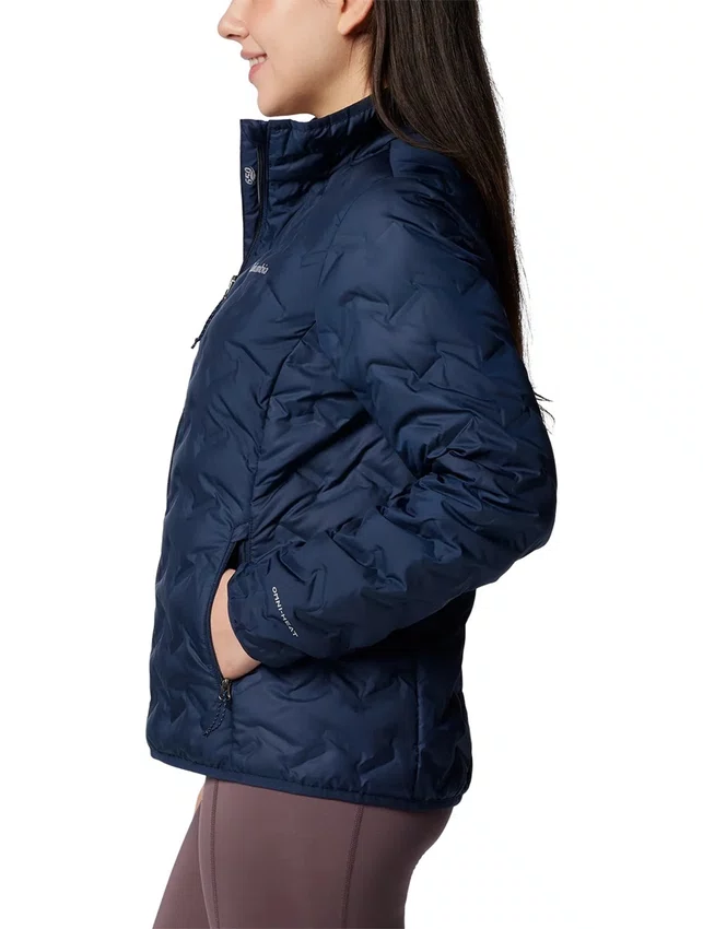 Jaqueta Down Columbia Feminina Delta Ridge II com Capuz Azul Marinho