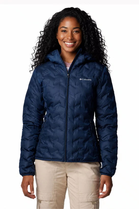 Jaqueta Down Columbia Feminina Delta Ridge II com Capuz Azul Marinho