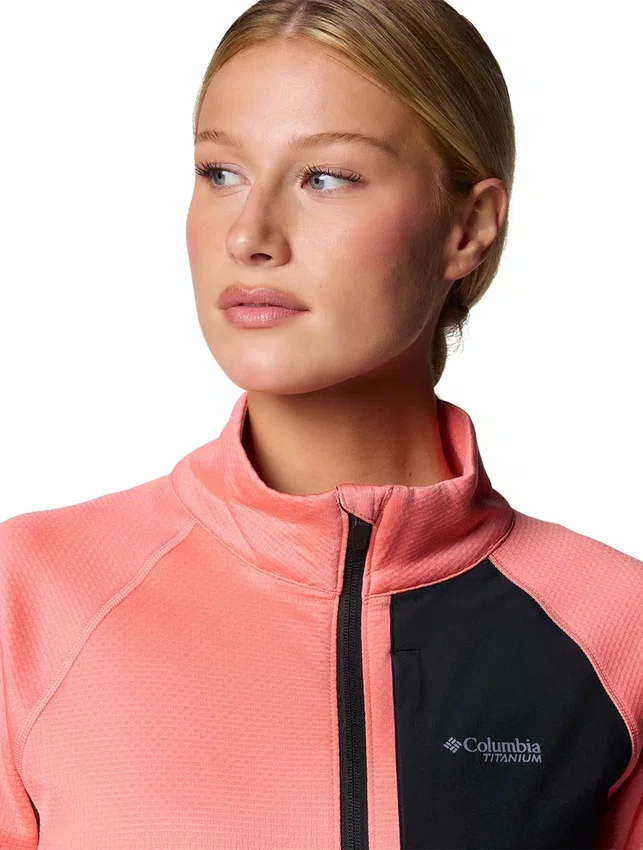 Jaqueta Fleece Columbia Feminina Triple Canyon Grid Coral