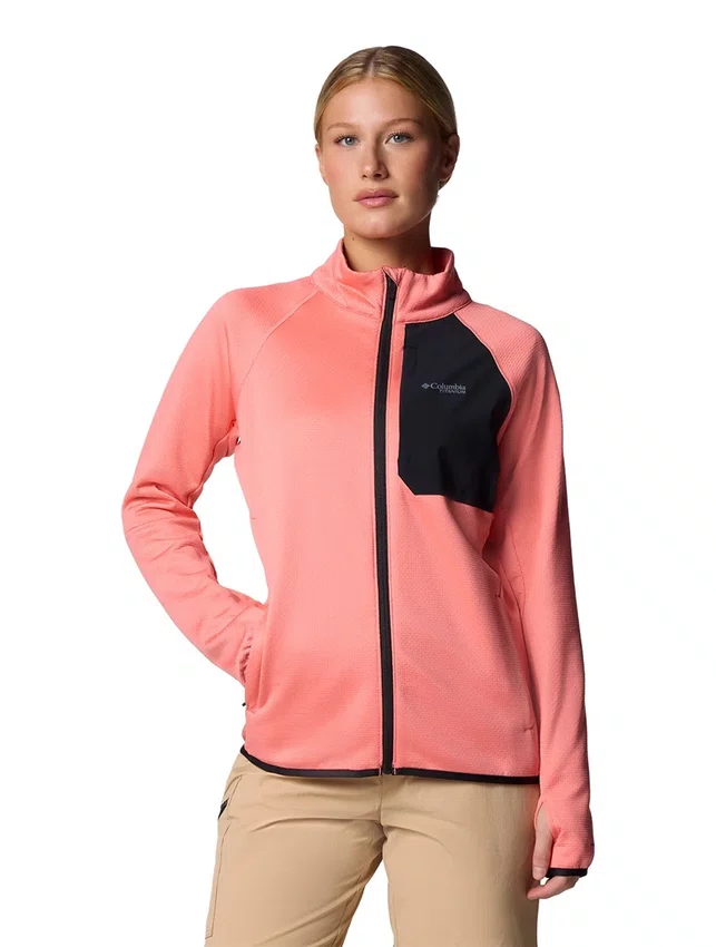 Jaqueta Fleece Columbia Feminina Triple Canyon Grid Coral