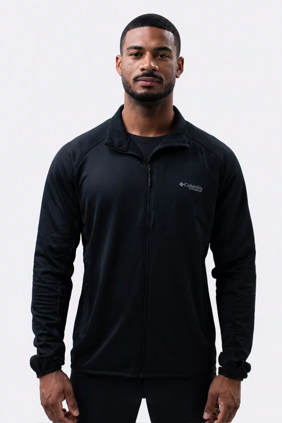 Jaqueta Fleece Columbia Masculina Triple Canyon Grid Preta