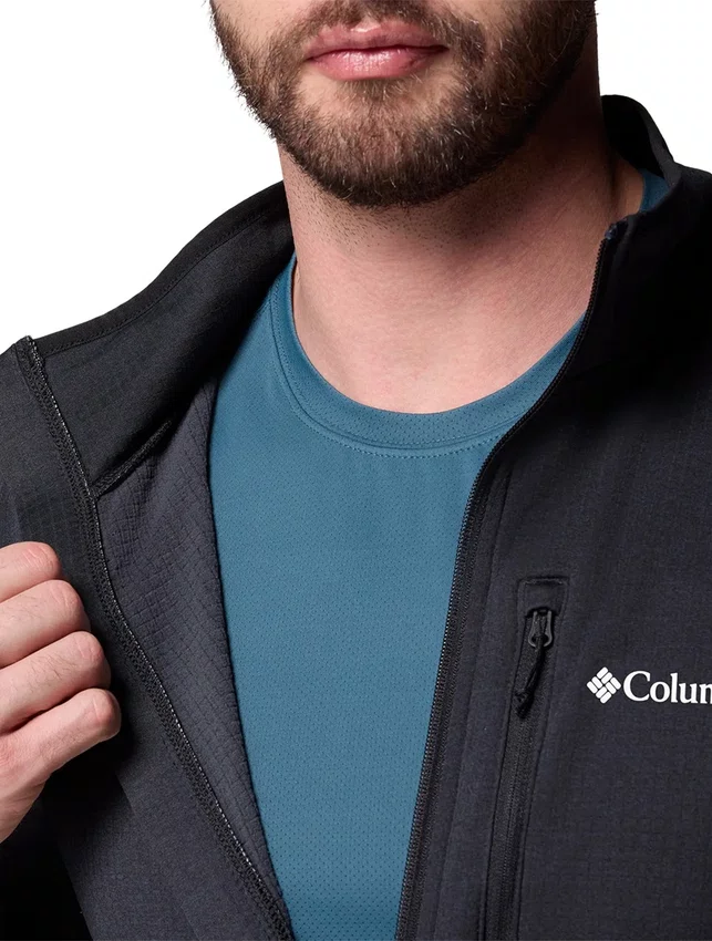 Jaqueta Fleece Columbia Masculina Essential Hike Grid Full Zip Preta