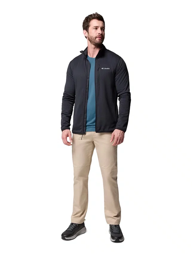 Jaqueta Fleece Columbia Masculina Essential Hike Grid Full Zip Preta