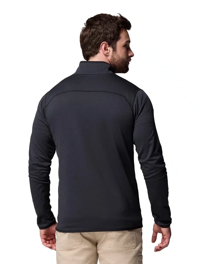 Jaqueta Fleece Columbia Masculina Essential Hike Grid Full Zip Preta