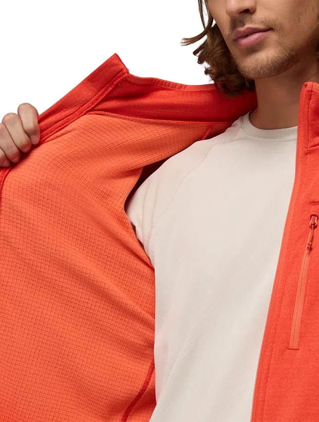 Jaqueta Fleece Columbia Masculina Essential Hike Grid Full Zip Vermelha