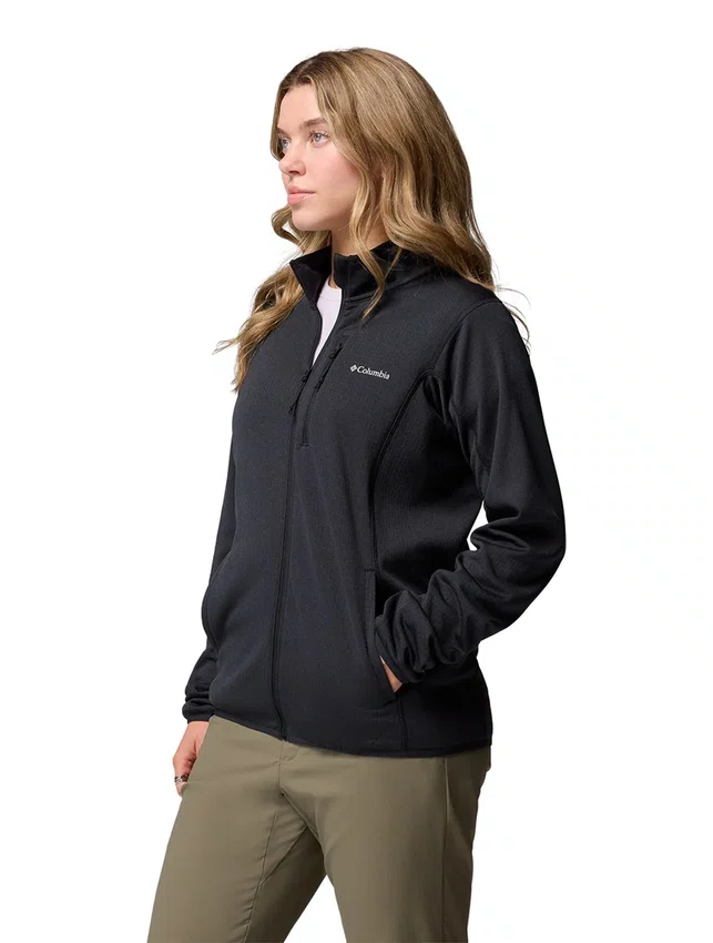Jaqueta Fleece Columbia Feminina Essential Hike Grid Full Zip Preta